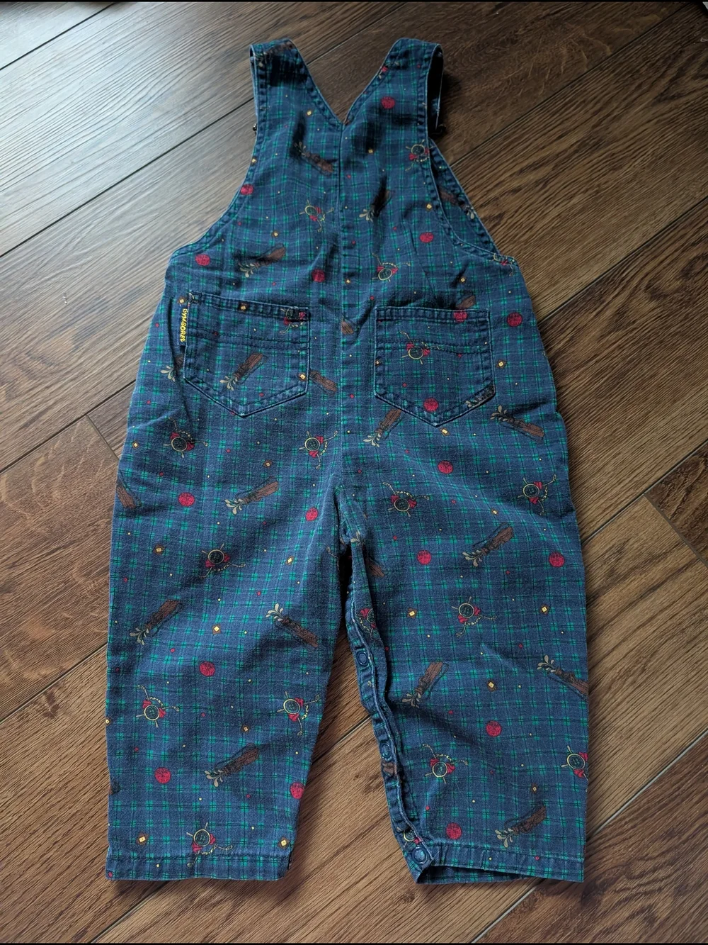 $ Vintage Rainbow Tag Gymboree Tee Time Golf‎ Print Plaid Overalls